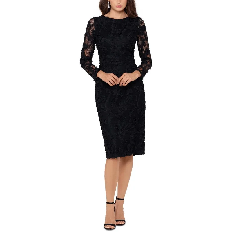 Xscape Womens Rosette Midi Cocktail And Party Dress Bohemian Women's Free