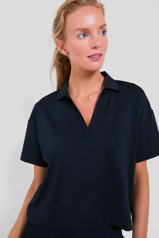 Black Cropped Caroline Polo