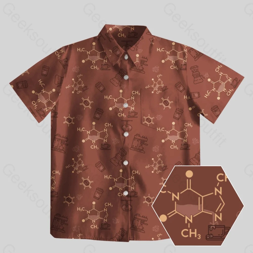 Chemical Formula of Caffeine Button Up Pocket Shirt