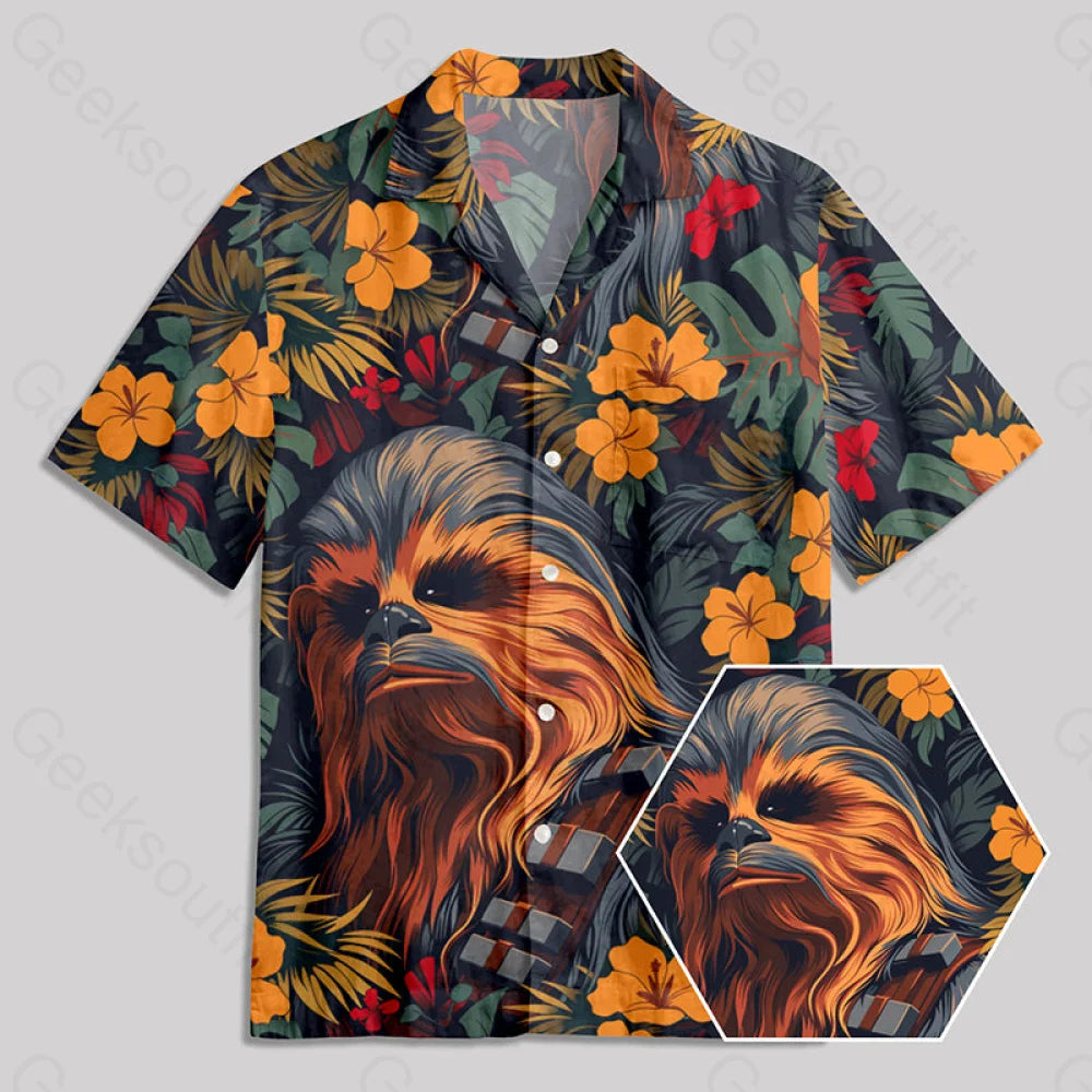 Chewbacca Flowers and Trees From Button Up Pocket Shirt