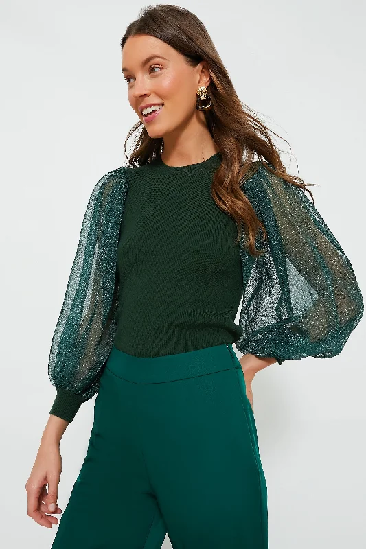 Deep Green Knit Betsy Blouse