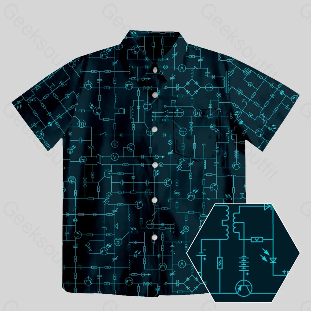 Electronic Components Arrow Dark Blue Button Up Pocket Shirt