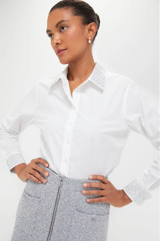 Exclusive White Icon Shirt with Rhinestone Collar