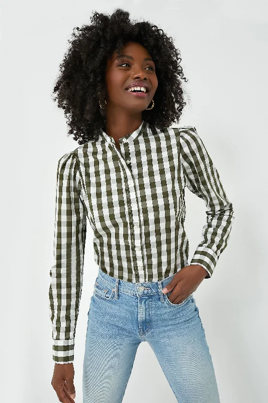 Forest Gingham Puffed Shoulder Shirt