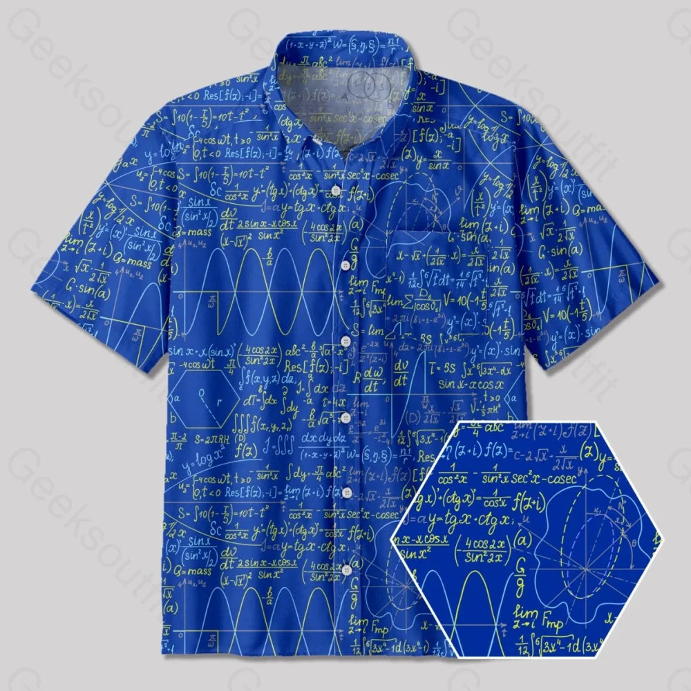 Math Function Curve Button Up Pocket Shirt