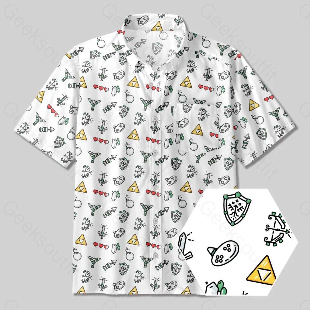 The Zelda Pixel Style Button Up Pocket Shirt